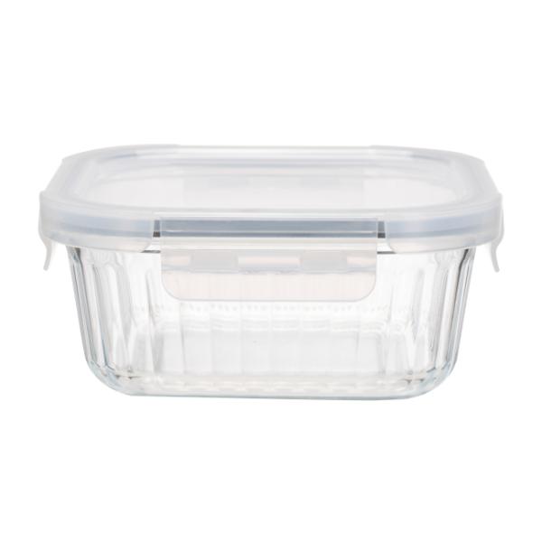 Striped High Borosilicate Glass Food Container with PP Lid