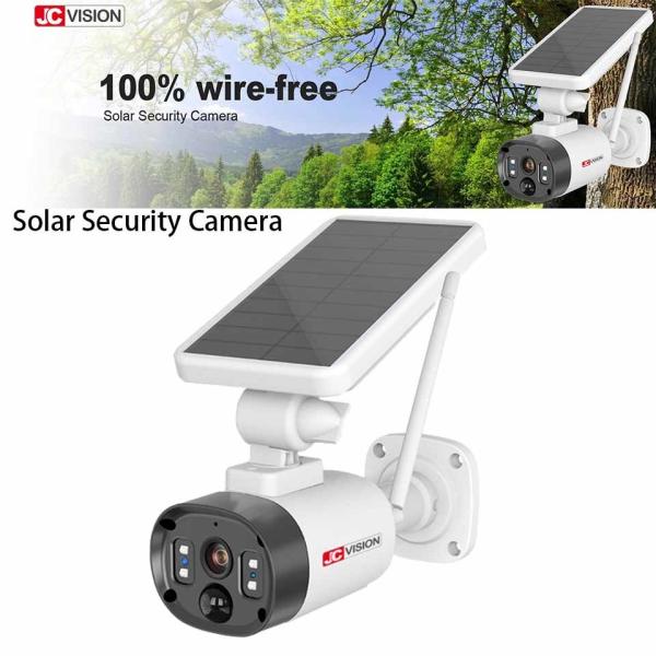 Cheap JCVISION Humanoid Detection Solar Security Camera Rechargeable Battery Remote View for sale