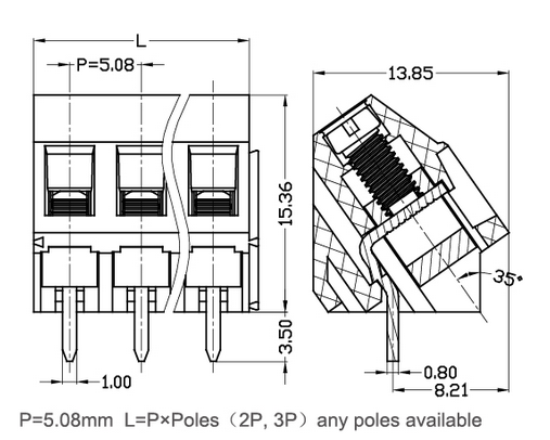 Nickel plated Green Screw Terminal Blocks Brass UL94 V - 0 10A 300V