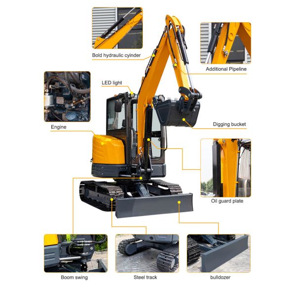 HT35 3.5ton Mini Excavator with Kubota D1703 Engine and Optimized Hydraulic System