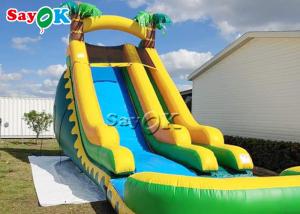 China Inflatable Bouncy Slides Water Slide Bounce House Backyard Double Lane PVC Jungle Inflatable Stair Water Slide With Pool on sale