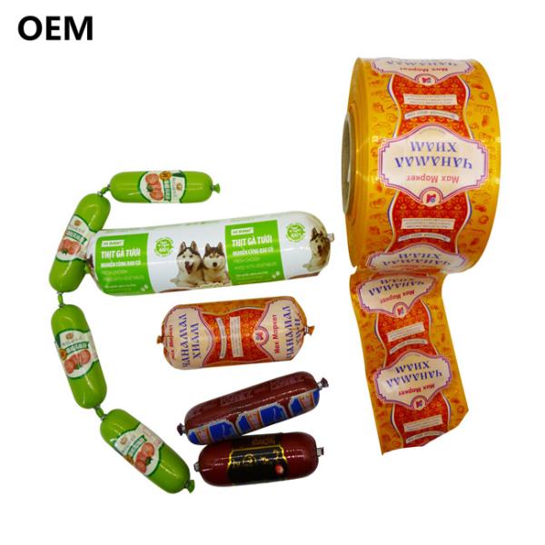 Plastic sausage casing close-up