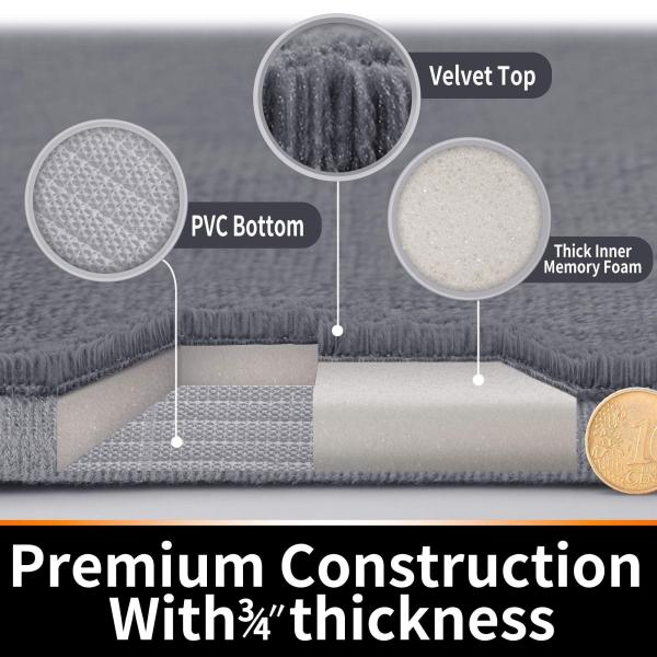 Comfortable and Durable Rectangle Memory Foam Bath Mat Rug 3pcs Bathroom Floor Rugs