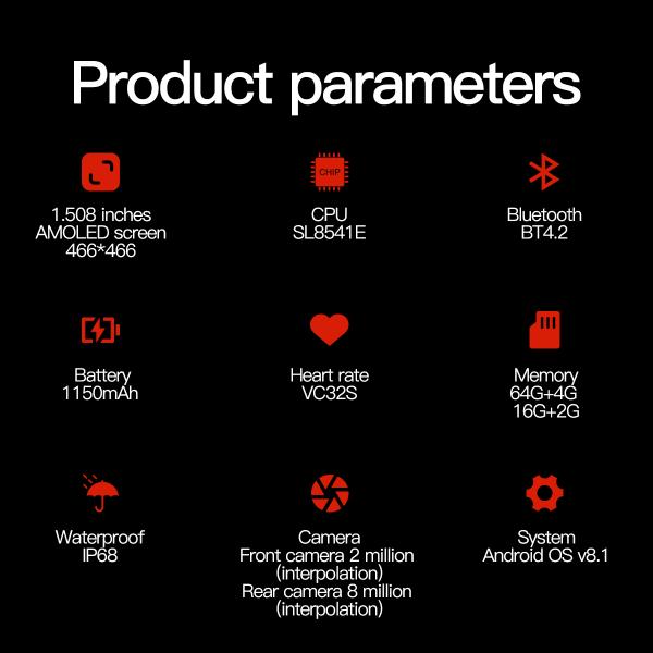 Quad Core Health Monitor Watch With Heart Rate Monitoring And WIFI Wireless Internet Access