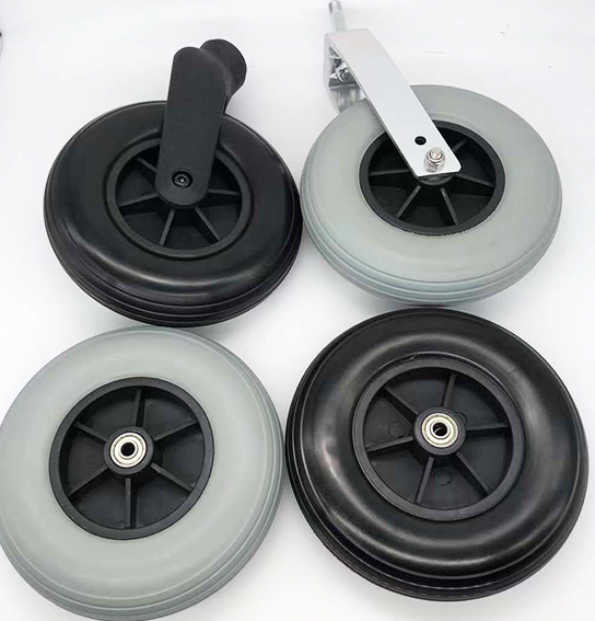 Disabled PU Foam Solid Flat 8 Inch 200mm Wheelchair Caster Wheels