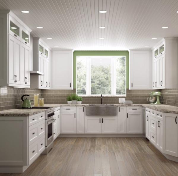 Cheap Paint Door Finish Solid Wood Kitchen Cabinets Solid Wood Material Blum / Dtc Hardware for sale