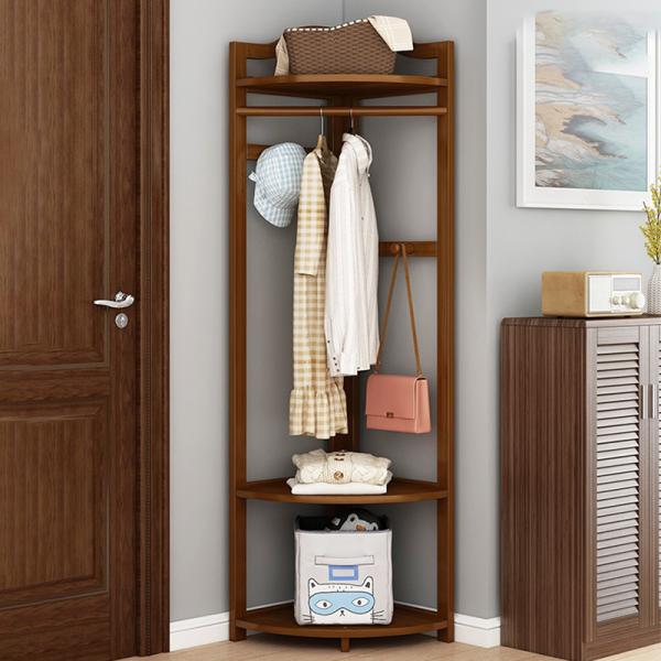 Multifunctional Corner Rack Wardrobe Clothes Hanging for Coat with Shoe Storage Space-saving Garment