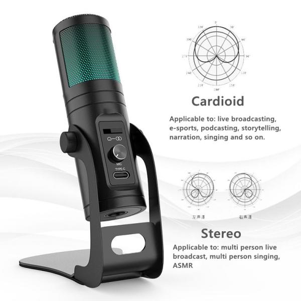 Cheap Bidirectional Stereo Cardioid Vocal Microphone 5V USB c condenser microphone for sale