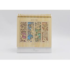 Best Hollow Out Foldable Office Desk Calendar Paperboard Base And Gold Spiral wholesale