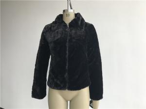 China Winter / Autumn Black Ladies Faux Fur Coats With Gunmetal Zip Through TW78161 on sale