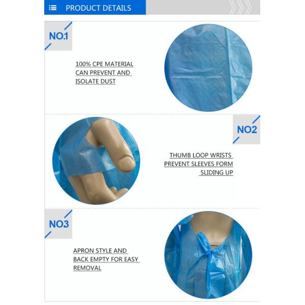 Long Sleeve Disposable CPE Gown With Thumb Loop Cuff