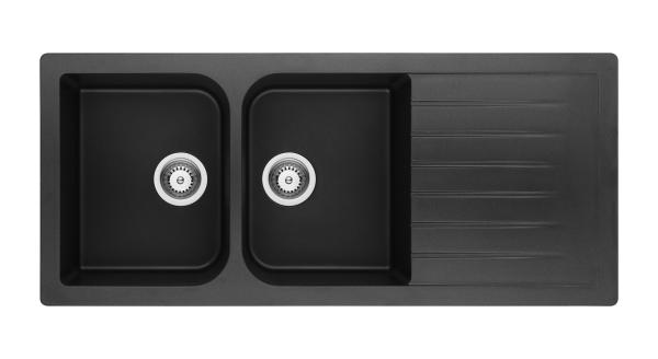 Cheap double bowl composite granite kitchen sink with drainboard for sale