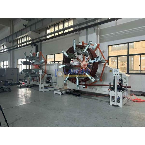 Plastic Pipe Coiling Machine With Strapping Machine For PE Large Diameter Pipe Extrusion Machine