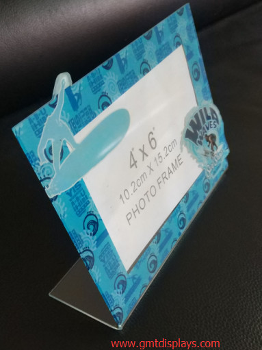 2017 New Design Clear Acrylic Slant Back Picture Photo Frame Plastic Ad Sign Holder