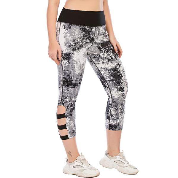 Printed Tie Dye Workout Pants Yoga Leggings High Elastic For Fat Women