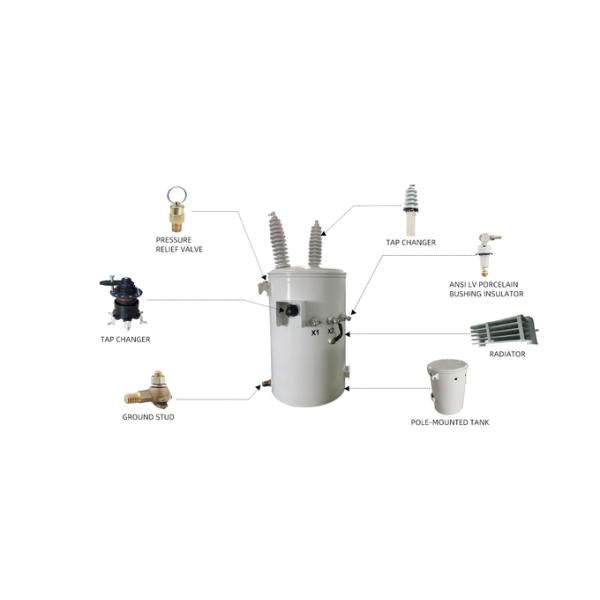 75kva Single Phase Electrical Pole Mounted Type Distribution Transformer 34500V To 240V