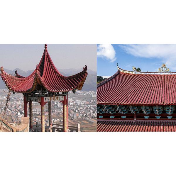 Antique Glazed Chinese Temple Roof Tile Ceramic Material Cultural Preservation Project
