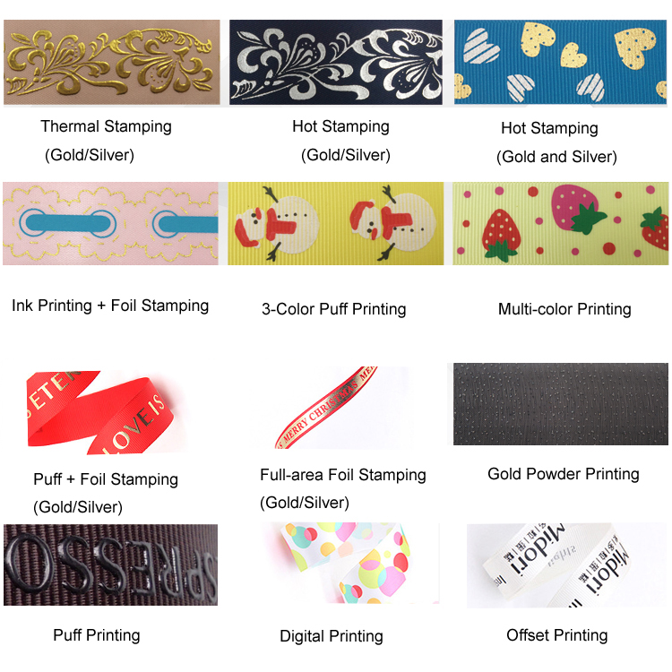 Custom Luxury Foam Logo Printed Grosgrain Ribbon 3D Raised Logo Branded Ribbon 9