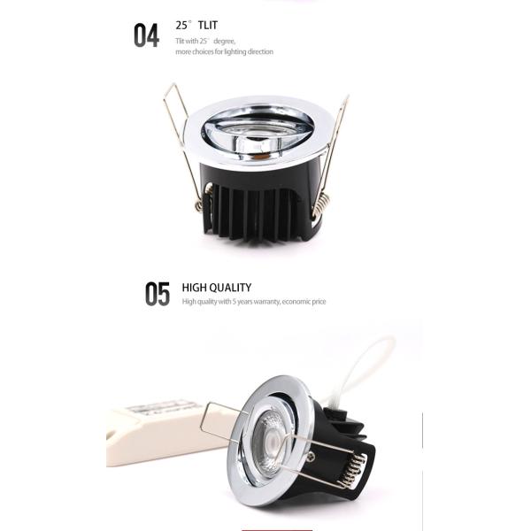 Mini 500lumens Tilting LED Downlights 55mm Cut Out LED Downlights