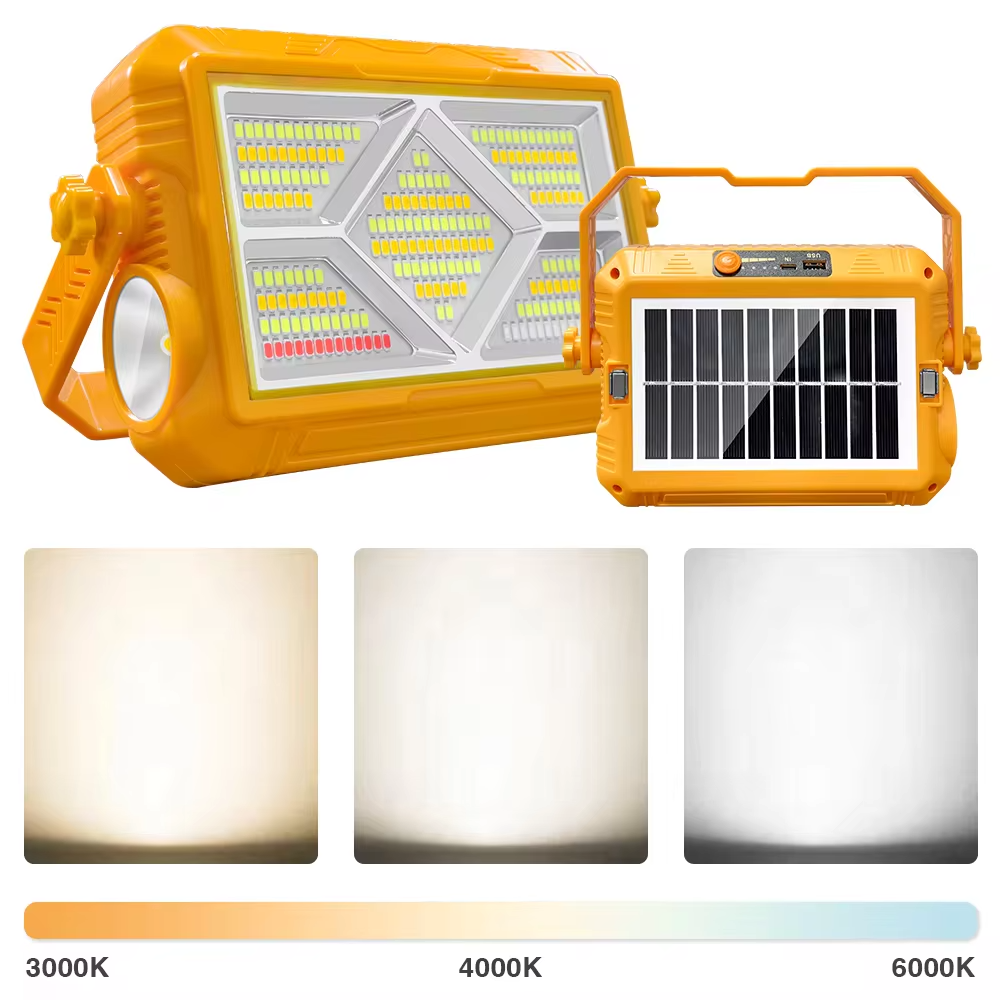 Multifunctional Solar-Powered Portable Work Light | Three Color Temperatures, Dimmable Lighting