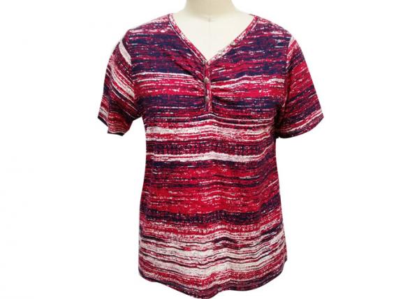 Cheap Irregularly Shape Ladies Striped T Shirt , Women'S Collared T Shirts Quick Dry for sale