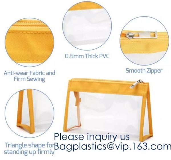 Portable custom logo printed Transparent PVC Window Women Makeup Pouch Travel Clear Cosmetic bag, bagease, bagplastics