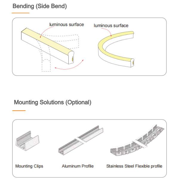 8W High Brightness Side Bend LED Strip 24V Flexible Led Neon Strips With Long Lifespan