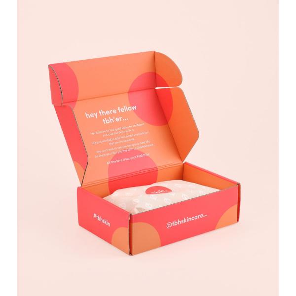 Pink Red Corrugated Mailer Box Custom Printed For Shoes Clothing