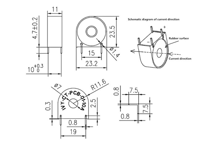 Mini 10A Encapsulated Pcb Mount Current Transformer For Energy Monitoring