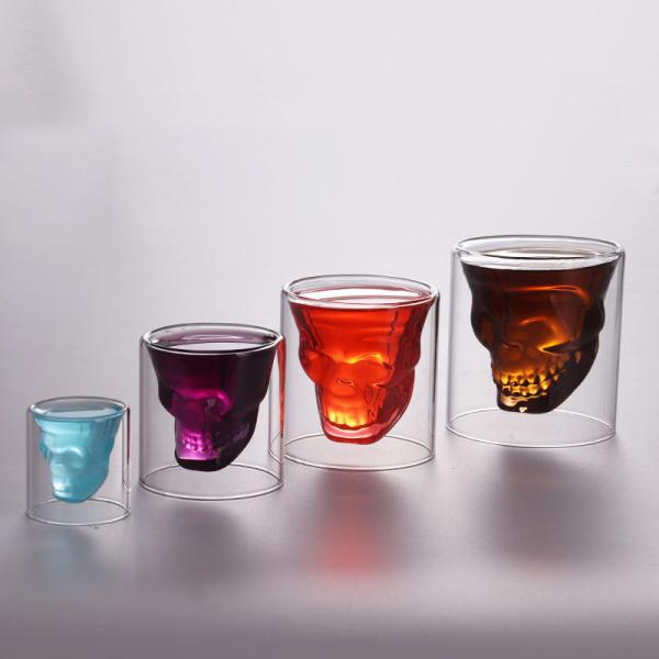 Cheap Cylinder 150ml Skull Shaped Bar Borosilicate Wine Glasses for sale