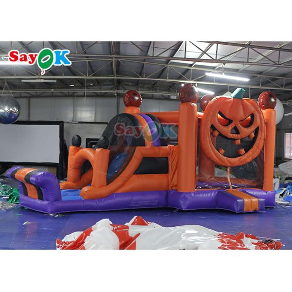 Halloween Pumpkin Inflatable Jumping Castle With Slide Combo