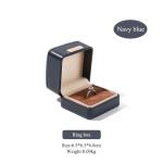 China Navy blue High Quality PU Leather Ring Box Elegant Jewelry Storage Gift Box for sale