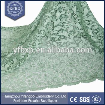 Cheap 100 polyester embroidery design mint green lace fabric korea for sale