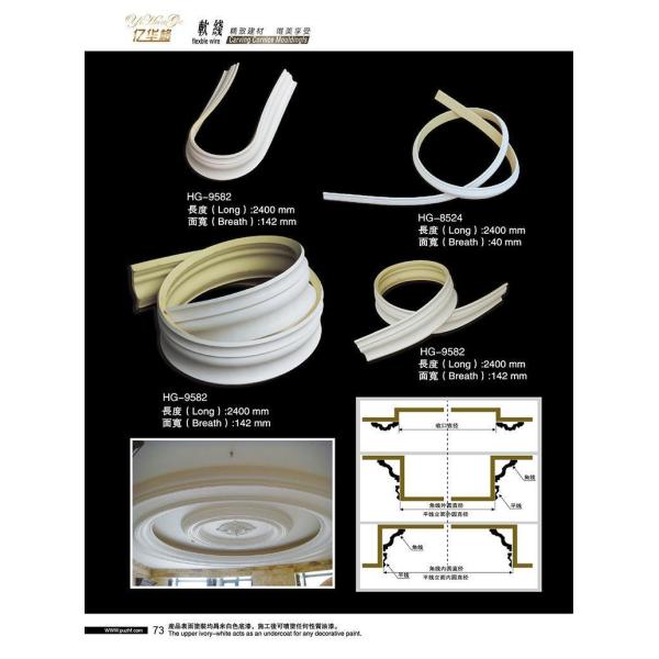 Polyurethane Foam Wainscoting Interior Wall Moulding Decorative Chair Rail