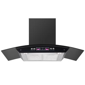 Quiet Glass Arc Glass Chimney Hood Exhaust Hood For Commercial Kitchen