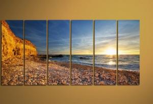 Best Customized wood frame canvas printing service sunset and sunrise design wholesale