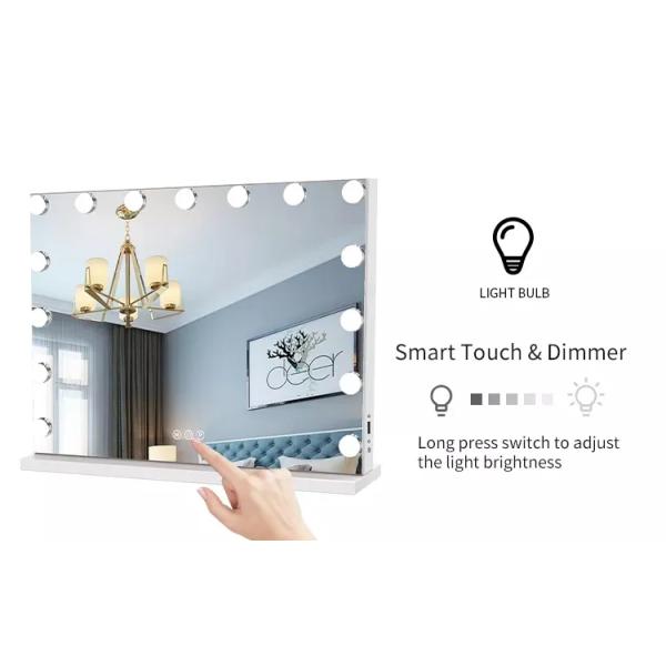 Wall Mounted LED Makeup Mirror Polished Touch Screen Make Up Mirror 5000K 6000K