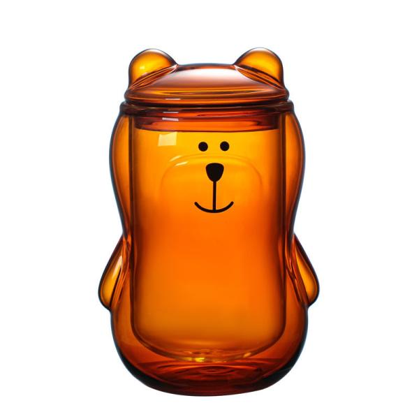 Cheap 300ml Bear Shaped Insulated Double Wall Pyrex Glass Cup for sale