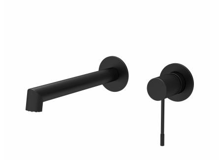 Cheap Polished Wall Mounted Bathroom Sink Faucet Matt Black Wall Mixer for sale
