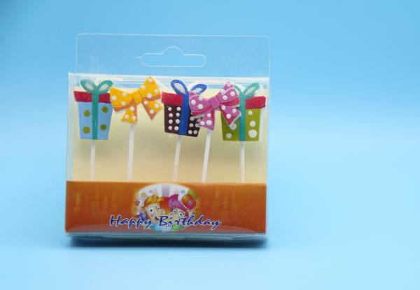 Cheap Gift Box Shaped Personalized Kids Birthday Candles Dripless Customized Logo for sale
