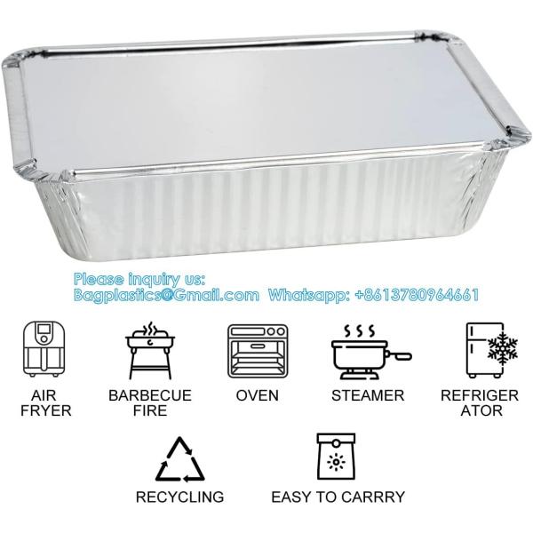 2.25LB (8.5"X6") Oblong Pans - To Go Containers With Lids - Disposable Tin Foil Pans Catering, Meal Prep