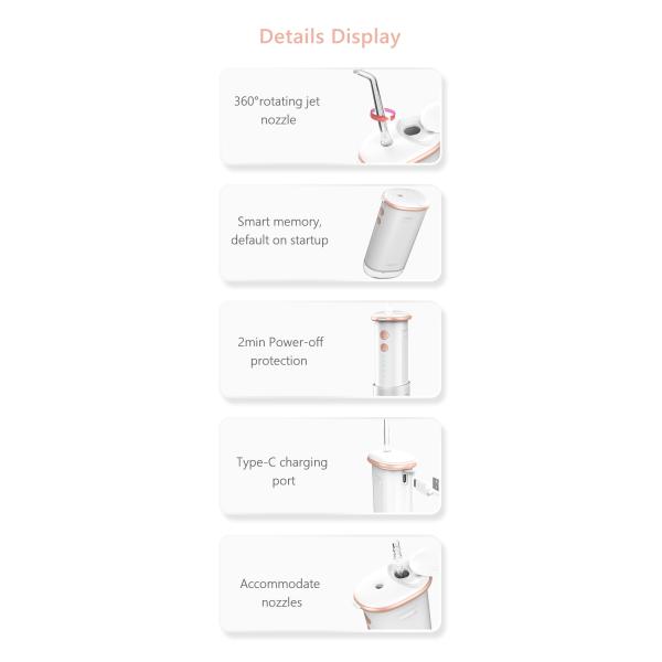 OEM Teeth Cleaner Water Jet 2000mAh Battery Collapsible Water Flosser Factory