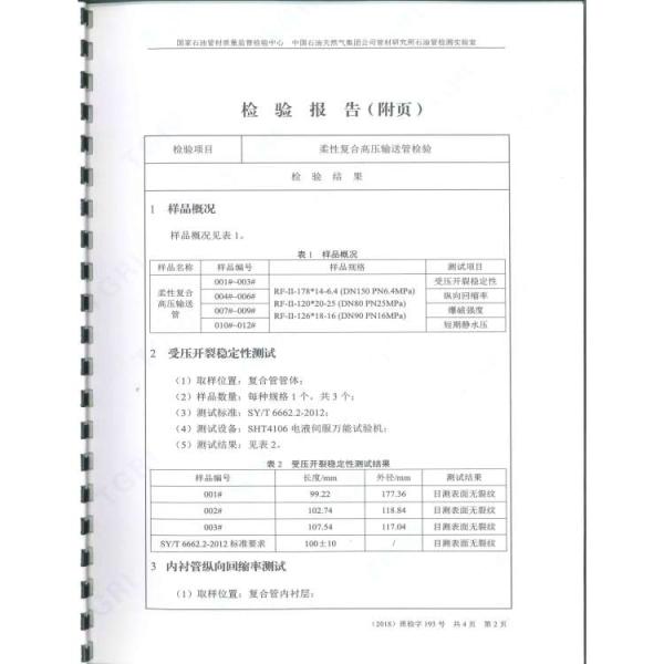Bonded Flexible Composite Pipe Continuous Corrosion Resistant With Solid Wall