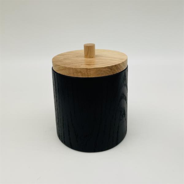 Black Wood Print Polyresin Bathroom Accessory Set With Stripe Pattern