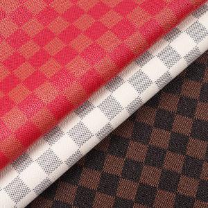 Best Printed PVC Leather For Bags Mixed Color Checkerboard Faux Leather Fabric wholesale