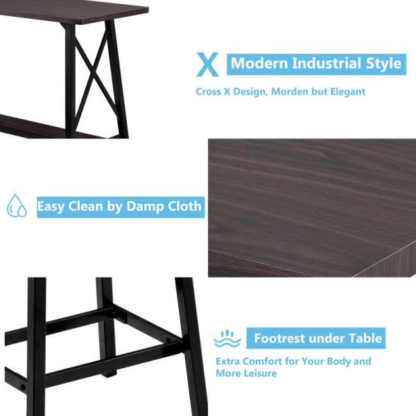 47.3inch Length 5 Piece Bar Table Set Counter Height Pub Table Set