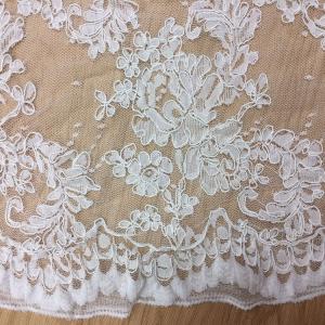Best 2017 hot sale Bridal Wedding Dress Fabric Mesh Based Embroiery Lace Fabric in Ivory Color wholesale