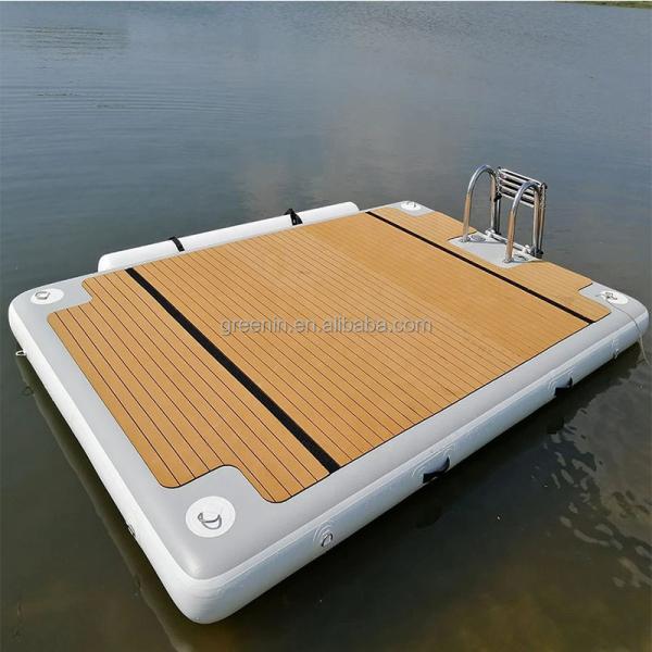 Outdoor Inflatable Swim Island Floating Raft, Inflatable Floating Water Jet Ski Dock Floats Platform With Ladder