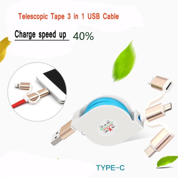 Cheap 2.4A Quick Multi Charger Micro USB Cable 3 In 1 For IPhone Android Watch for sale
