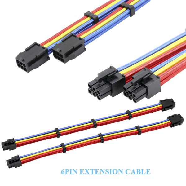 Rainbow Color Power Supply Cable Extension Cord PSU Braided Extension Cable Kits 18AWG Elbow Data Cable Computer